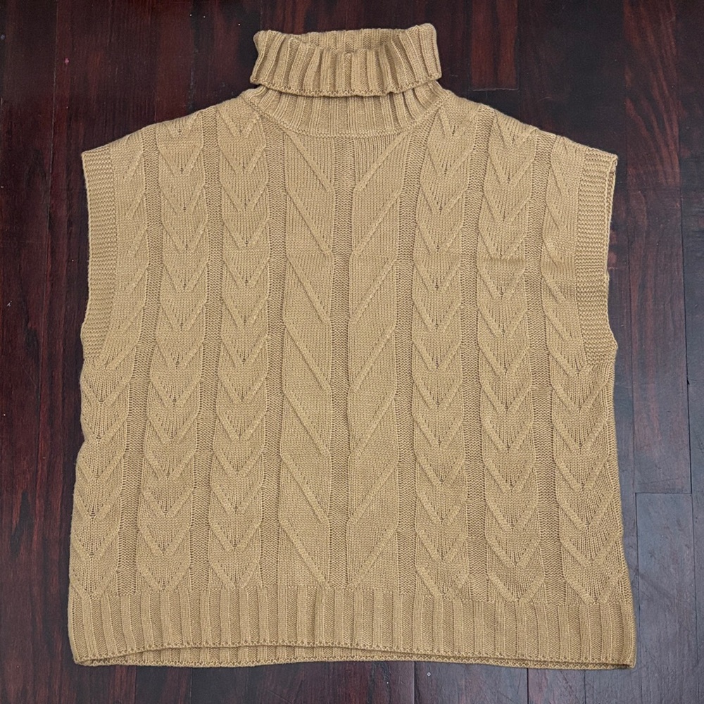 SHEIN Tan Cable Knit Turtleneck Sweater